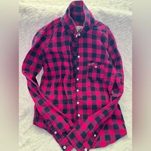 Hollister Pink and blue Checkered Casual Shirt